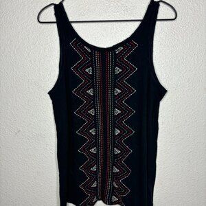 Sundance Women's Sz S Black Tribal Embroidered Blouse, Tank Top